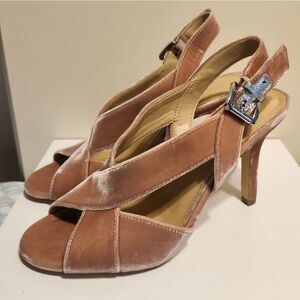 Michael Kors MK "Becky" Lt. Pink Velvet Slingback Heeled Sandals Sz.9.5 Ret $169